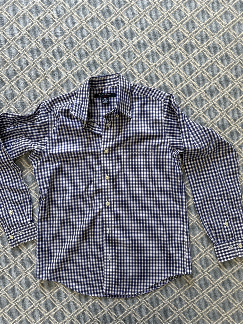 Brooks Brothers Navy and White Gingham Dress Shirt